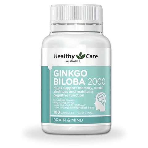 Viên Uống bổ não Healthy Care Ginkgo Biloba 2000 Úc - Hộp 100 viên