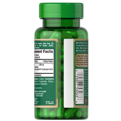 Viên uống Cordyceps 750mg Puritan's Pride - Đông trùng hạ thảo Mỹ, hỗ trợ sức khỏe, miễn dịch, tăng cường sinh lực - 60 viên