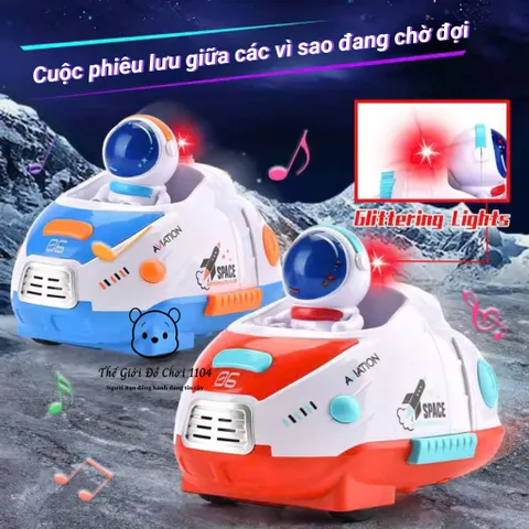 Xe Điều Khiển Từ Xa Va Chạm 2.4G - Đèn LED, Âm Nhạc Vui Nhộn, Phi Hành Gia Mini, Quà Tặng Cho Bé Khám Phá Vũ Trụ
