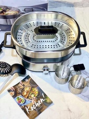 Nồi lẩu điện đa năng 2 trong 1 WMF Hot Pot Lono - Nồi hấp chất lượng cao cho 6 người, thuận tiện chế biến món Châu Á