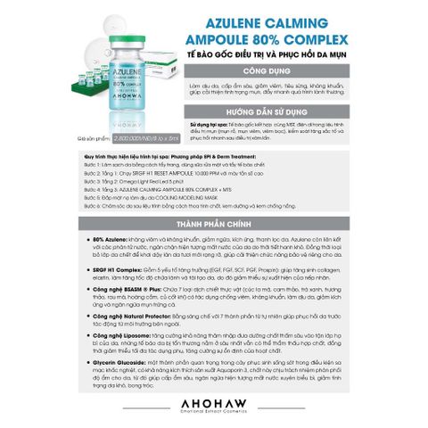 Tế Bào Gốc Azulene Calming Ampoule 8 Lọ x 5ml - Serum Tái Tạo và Phục Hồi Da Mụn, Giảm Viêm và Cung Cấp Độ Ẩm hiệu quả