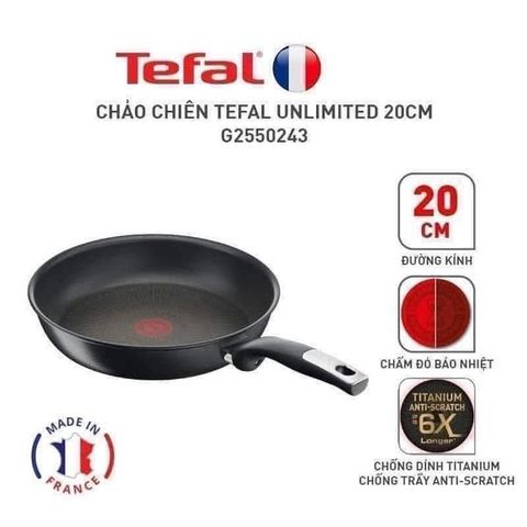 Chảo Chiên Tefal Unlimited - Chống Dính Titanium, Công Nghệ Thermo-Signal, Bếp Từ, Dễ Dàng Lau Chùi - Nấu Ăn Ngon Hơn!