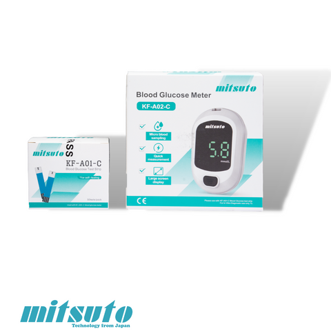 Máy Đo Đường Huyết MITSUTO KF-A02C - Thiết Bị Đo Đường Trong Máu Chính Xác Với 50 Que Thử Và Màn Hình LCD Tiện Dụng