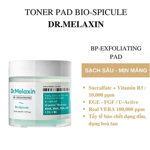 Toner Pad Dr Melaxin 70 Miếng - Dưỡng ẩm và Làm sạch da, Hỗ trợ se khít lỗ chân lông, Phù hợp với mọi loại da