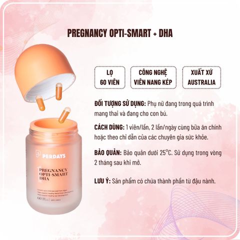 Vitamin DHA Phát Triển Não Bộ Cho Thai Nhi - PERDAYS Pregnancy Opti-smart 60 Viên Hỗ Trợ Sức Khỏe Mẹ Bầu