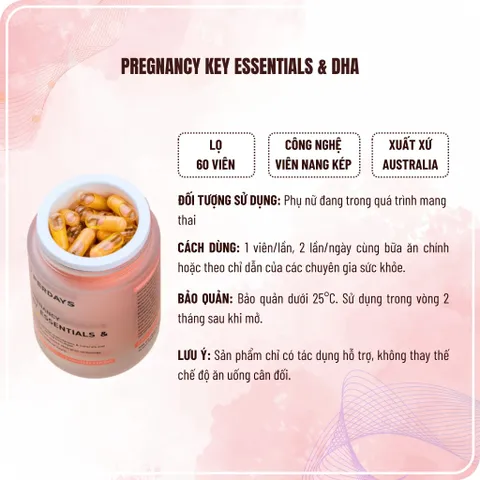 Vitamin Tổng Hợp & Khoáng Chất Cho Mẹ Bầu - PERDAYS DHA Essentials 60 Viên Hỗ Trợ Thai Kỳ Khỏe Mạnh