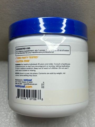 Bột Magiê Glycinate Nutricost 250g - Hỗ trợ cơ xương, tim mạch, và thần kinh - Dinh dưỡng cho người tập thể thao