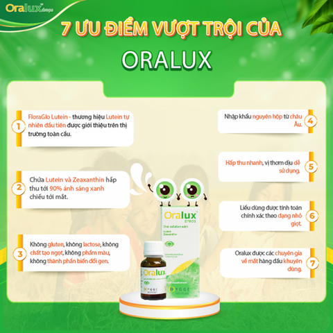 Siro bổ mắt Oralux 15ml - Hỗ trợ tăng cường thị lực và chăm sóc sức khỏe mắt cho trẻ em