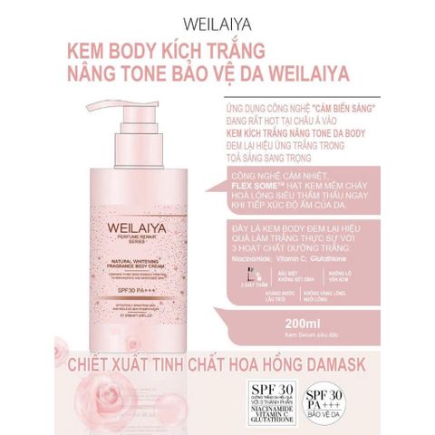Kem Body Chống Nắng Trắng Da Weilaiya Natural Whitening Fragrance 200ml