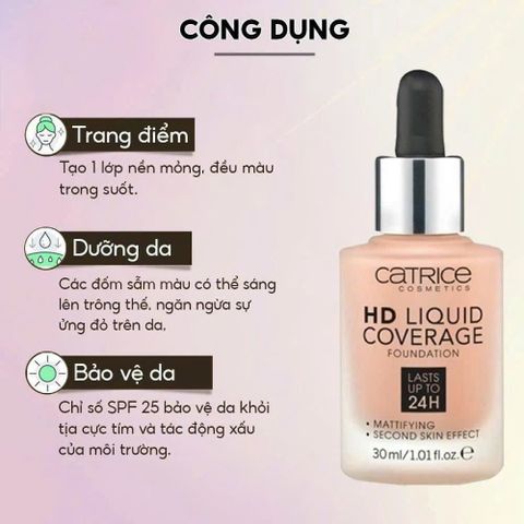 Kem nền Catrice HD Liquid Coverage Đức 30ml