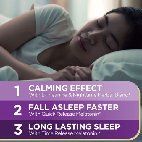 Viên hỗ trợ giấc ngủ Nature's Bounty Sleep3 120 viên - Giúp ngủ ngon, thư giãn, chiết xuất tự nhiên không chứa GMO, gluten.