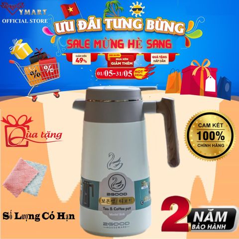 Bình Giữ Nhiệt 2Good B68 1680ml - Phích Pha Trà Inox 304, Giữ Nhiệt 24 Giờ, Công Nghệ Hiển Thị Nhiệt Độ One Touch, Bảo Hành 2 Năm