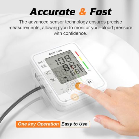 Máy Đo Huyết Áp Điện Tử Angel Wish - Thiết Bị Y Tế Tự Động Bắp Tay, Màn Hình LCD Lớn, Giọng Nói Hỗ Trợ, Lưu Trữ Kết Quả