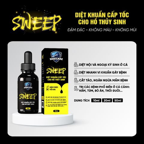HODICARE SWEEP - Chế phẩm diệt nấm và vi khuẩn cho cá cảnh, trị bệnh lở loét, thối thân, bảo vệ sức khỏe cho cá.