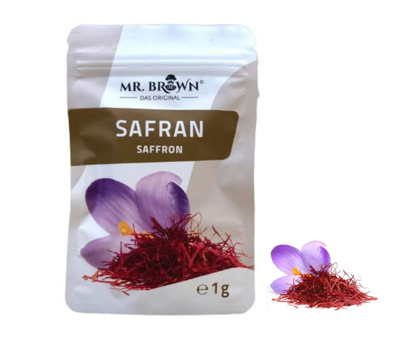 Nhụy Hoa Nghệ Tây Saffron Mr Brown SAFRAN 1g - Trà Thảo Dược Cao Cấp, Hỗ Trợ Sức Khỏe và Làm Đẹp