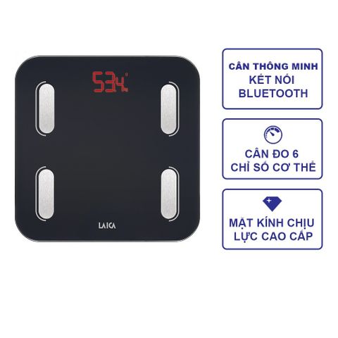 Cân Điện Tử Thông Minh Laica PS7015 - Cân Đo 6 Chỉ Số Cơ Thể, Kết Nối Bluetooth Với Ứng Dụng Laica Home Wellness