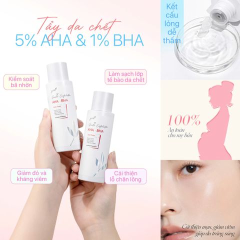 Toner Tẩy Tế Bào Chết Dịu Nhẹ GUO 120ml - AHA 5% & BHA 1% Cho Mẹ Bầu, Chăm Sóc Da Nhạy Cảm, Làm Sạch, Se Khít Lỗ Chân Lông