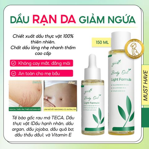 Dầu Dưỡng Da Giảm Rạn Mờ Sẹo Thấm Nhanh GUO Body Light Oil Formula (50ml/150ml)