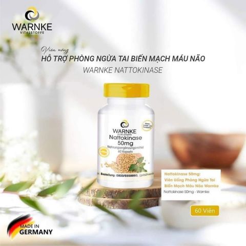 Viên Uống Warnke Nattokinase - Hỗ Trợ Tim Mạch, Ngăn Ngừa Đột Quỵ, Cải Thiện Tuần Hoàn Máu, Giảm Nguy Cơ Huyết Khối
