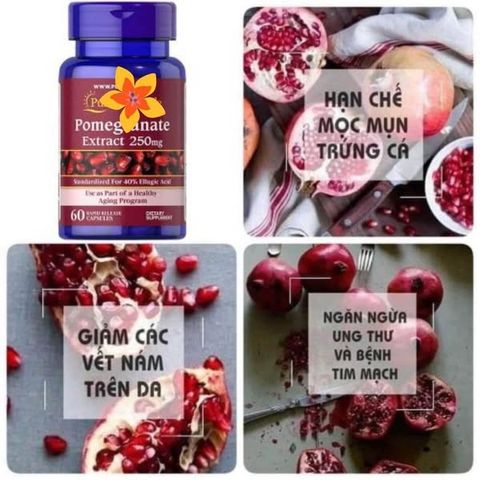 Viên Uống Chống Nắng Chiết Xuất Lựu 250Mg - 120 Viên Bảo Vệ Da Khỏi Tia UV, Duy Trì Làn Da Khỏe Mạnh