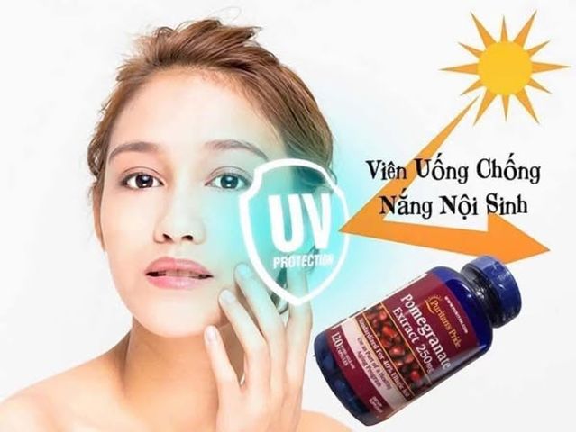 Viên Uống Chống Nắng Chiết Xuất Lựu 250Mg - 120 Viên Bảo Vệ Da Khỏi Tia UV, Duy Trì Làn Da Khỏe Mạnh