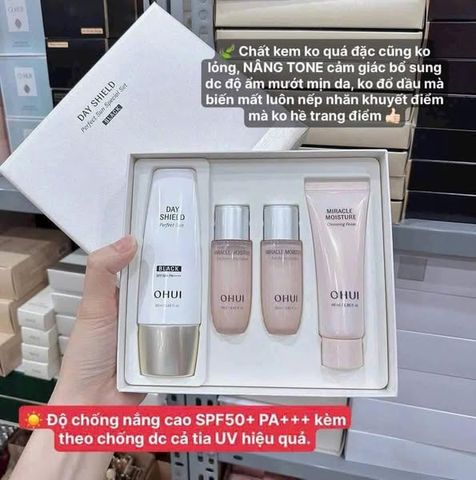 Set Kem chống nắng OHUI Day Shield Perfect Sun Black