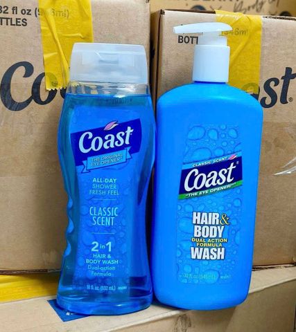 Sữa Tắm Gội Coast Classic Scent 500ml - Xà Bông Tắm Gội Tươi Mát Cho Tóc và Cơ Thể, Hương Thơm Dễ Chịu, Phù Hợp Mọi Loại Da