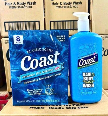 Sữa Tắm Gội Coast Classic Scent 500ml - Xà Bông Tắm Gội Tươi Mát Cho Tóc và Cơ Thể, Hương Thơm Dễ Chịu, Phù Hợp Mọi Loại Da