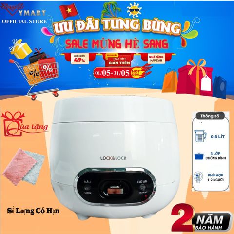 Nồi Cơm Điện Mini Lock&Lock EJR426 - Dung Tích 0.8L, Thiết Kế Sang Trọng, Phù Hợp Gia Đình Nhỏ và Sinh Viên - Hàng Chính Hãng