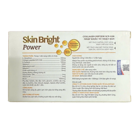 Viên Uống Skin Bright Power Hỗ Trợ Làm Đẹp Da, Trắng Da, Giảm Sạm Nám, Ngừa Lão Hóa - Hộp 30 Viên