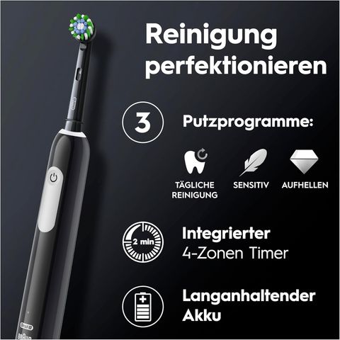 Bàn Chải Đánh Răng Điện Oral-B Pro Series 1 Màu Đen - Công Nghệ Làm Sạch 3 Trong 1, Bảo Vệ Nướu, Kèm Hộp Đựng