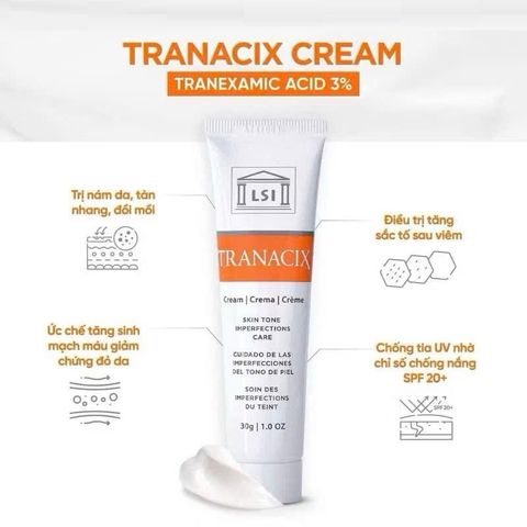Kem Dưỡng Trắng Sáng Da Tranacix 30g - Giảm Nám, Tàn Nhang, Chống Nắng & Phục Hồi Da Hư Tổn, Phù Hợp Mọi Loại Da