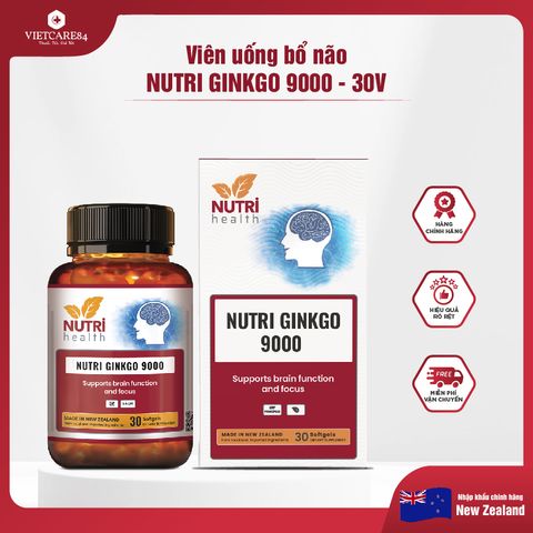 Viên Uống Bổ Não Nutri Ginkgo 9000 Nhập Khẩu Chính Hãng New Zealand - 30 Viên Bổ Sung Ginkgo Biloba Hỗ Trợ Tăng Cường Tuần Hoàn Não