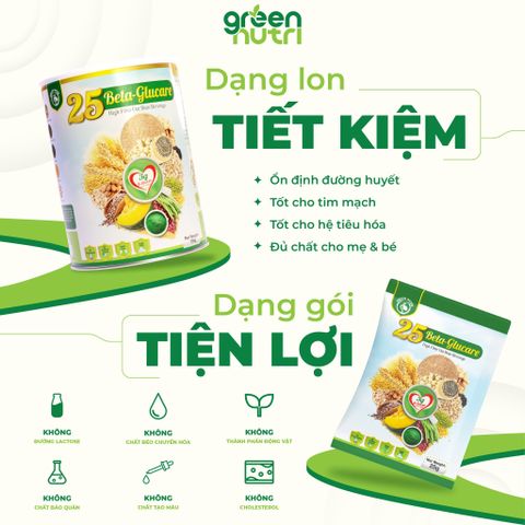 Sữa Hạt Ngũ Cốc 25 Beta Glucare - Hỗ Trợ Tiểu Đường, Chứa Beta Glucan, Thuần Chay - Hộp 625g (25 Gói)