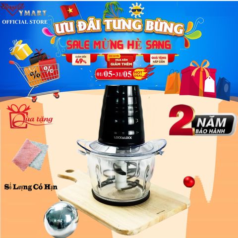 Máy Xay Thịt Lock&Lock EJM156BLK - Cối Thủy Tinh 1 Lít, Công Suất 400W, Thiết Kế Nhỏ Gọn, Dễ Dàng Sử Dụng cho Món Ăn Ngon Hơn