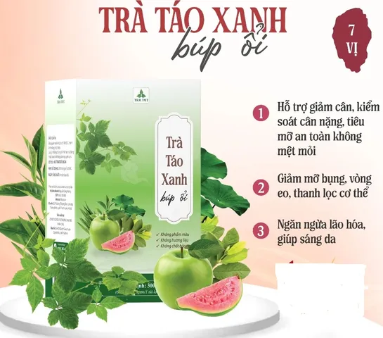 Trà Táo xanh Búp ổi 7 vị TRÀ TỐT tiêu mỡ bụng, sáng da, thanh lọc 