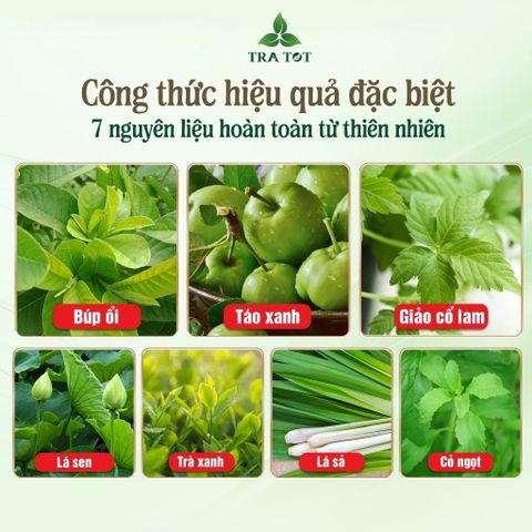 Trà Táo xanh Búp ổi 7 vị TRÀ TỐT tiêu mỡ bụng, sáng da, thanh lọc 