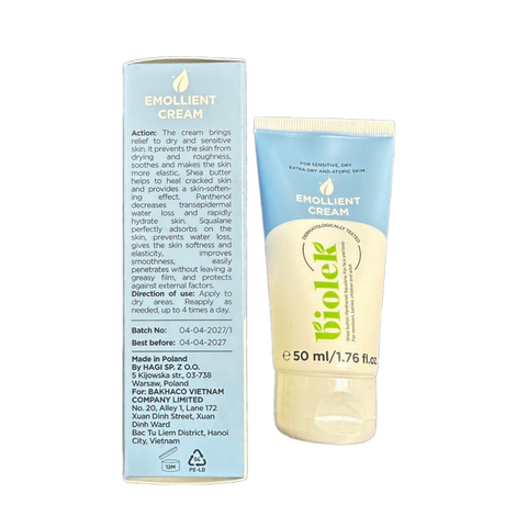 Kem Dưỡng Ẩm Biolek Emollient Cream 50ml - Dưỡng Ẩm Cho Da Nhạy Cảm, Khô, Viêm Da Cơ Địa - Không Gây Kích Ứng