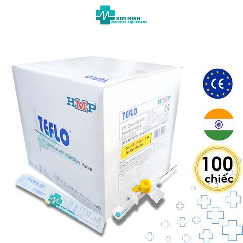 Kim Luồn Tĩnh Mạch 24G Teflo Nhập Khẩu Ấn Độ - Hộp 100 Cây, Dùng Để Truyền Dịch & Lấy Máu An Toàn, Giảm Đau Cho Bệnh Nhân