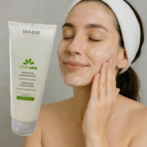 Sữa rửa mặt gel BABE 200ml - Chăm sóc da dầu mụn hiệu quả từ Tây Ban Nha, làm sạch sâu, kiểm soát dầu và ngăn ngừa mụn.