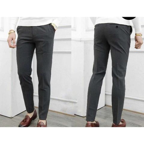 Quần Tây Nam Kiểu Hàn Quốc Dáng Ôm Xám Tiêu - Chất Vải Cotton Không Nhăn, Thời Trang Nam Công Sở, Tiệc, Du Lịch