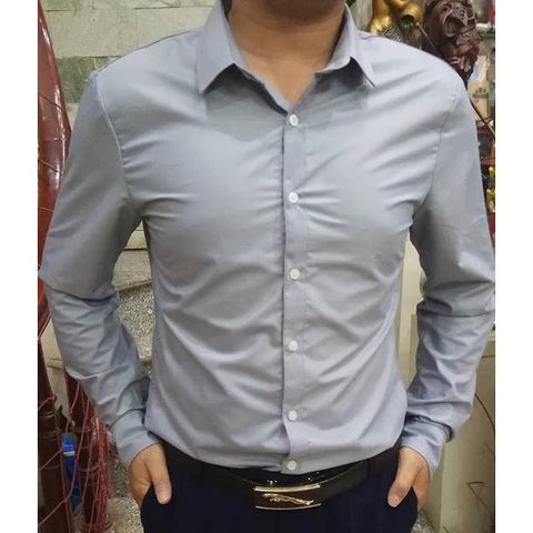 Áo Sơ Mi Nam Dài Tay Chất Lụa Không Nhăn - Kiểu Dáng Hàn Quốc Hiện Đại, Hút Mồ Hôi, Nhiều Size, Màu Xám