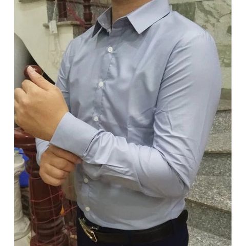 Áo Sơ Mi Nam Dài Tay Chất Lụa Không Nhăn - Kiểu Dáng Hàn Quốc Hiện Đại, Hút Mồ Hôi, Nhiều Size, Màu Xám