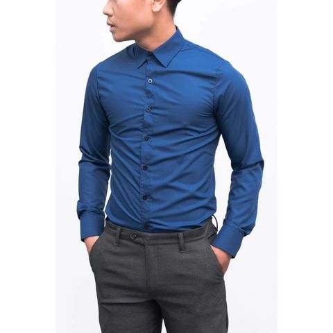 Áo Sơ Mi Nam Dài Tay Màu Xanh Coban - Chất Lụa Mát Không Nhăn, Form Body Hàn Quốc Thoáng Khí, Dễ Phối Đồ, Thời Trang Hàng VNXK