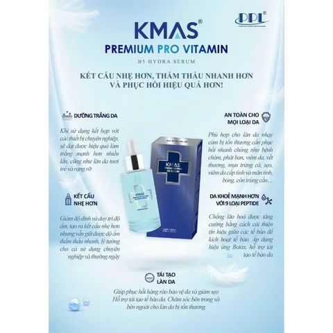 Serum Kmas B5 Hydra - Phục Hồi Da Căng Bóng, Giảm Mụn, Chống Lão Hóa, Dưỡng Ẩm Nguyên Chất - 60ml, Phù Hợp Mọi Loại Da