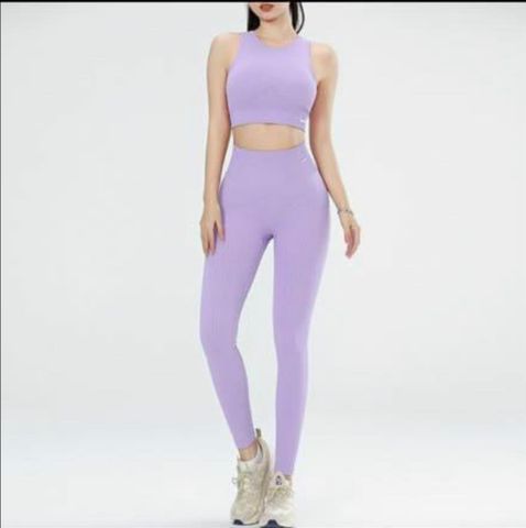 Bộ Đồ Tập Yoga Nữ Dệt Kim Có Đệm Chống Sốc Ngực - Áo Bra & Quần Lưng Cao Thoáng Mát, Thời Trang Thể Thao Cao Cấp