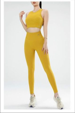 Bộ Đồ Tập Yoga Nữ Dệt Kim Có Đệm Chống Sốc Ngực - Áo Bra & Quần Lưng Cao Thoáng Mát, Thời Trang Thể Thao Cao Cấp