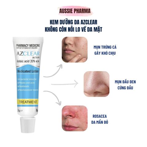 Kem bôi Giảm Mụn Và Mờ Thâm - Azclear 20% Azelaic Acid - Hỗ Trợ Cải Thiện Da Mặt
