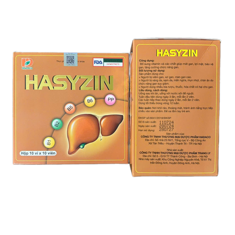 Viên Uống Bổ Gan Hasyzin - Vitamin Giúp Mát Gan, Tăng Cường Chức Năng Gan, Bảo Vệ Gan - Hộp 100 Viên