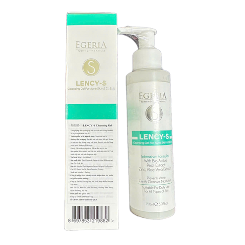 Gel Rửa Mặt EGERIA LENCY-S 150ml - Làm Sạch Sâu, Dưỡng Ẩm, Ngăn Ngừa Mụn, Phù Hợp Da Dầu, Nhạy Cảm